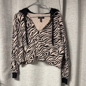 Victoria’s Secret Zebra Print V-Neck Cropped Hoodie